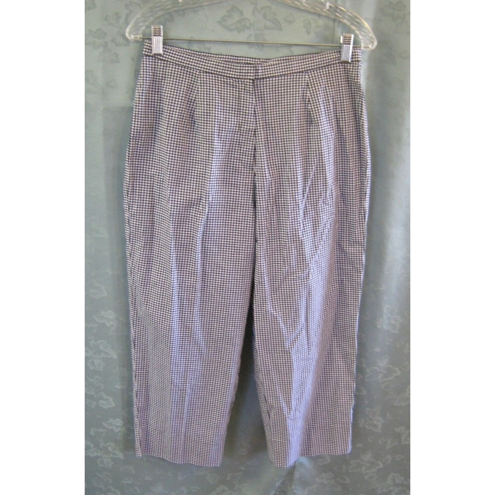 VTG 90's NWT Norton Studio High Waist Plaid Capri Pants Size 8 Stretch Cotton
